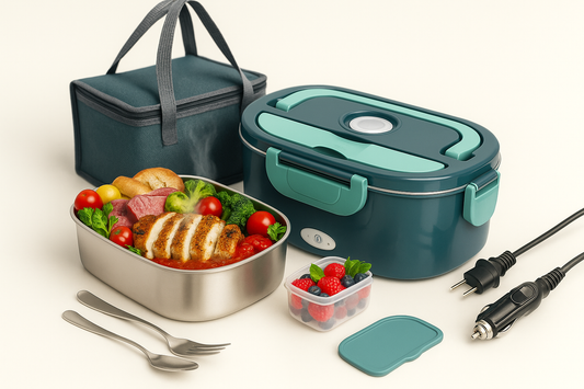 Boîte à déjeuner électrique 1,5 L – 60 W | Chauffe-plat portable Microdata (Maison • Bureau • Voiture 12 V)